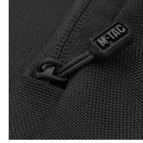 M-Tac Carry Sling Taske Elite Gen.IV, kestävä nylon ja M-Tac-logo vetoketjussa, galleria, positio 1, yksityiskohtaiset ompeleet