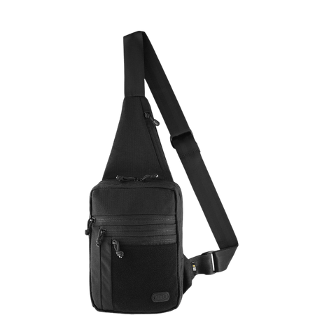 M-Tac Carry Sling Taske Elite Gen.IV, musta nylon, Velcro, säädettävä remmi ja universaali Velcro-kotelo, galleria, positio 1