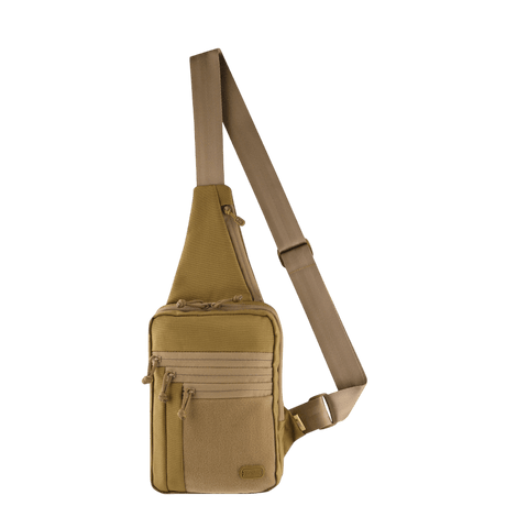 M-Tac Carry Sling Taske Elite Gen.IV, khaki nylon, Velcro, säädettävä olkahihna ja universaali Velcro-kotelo, galleria, positio 1