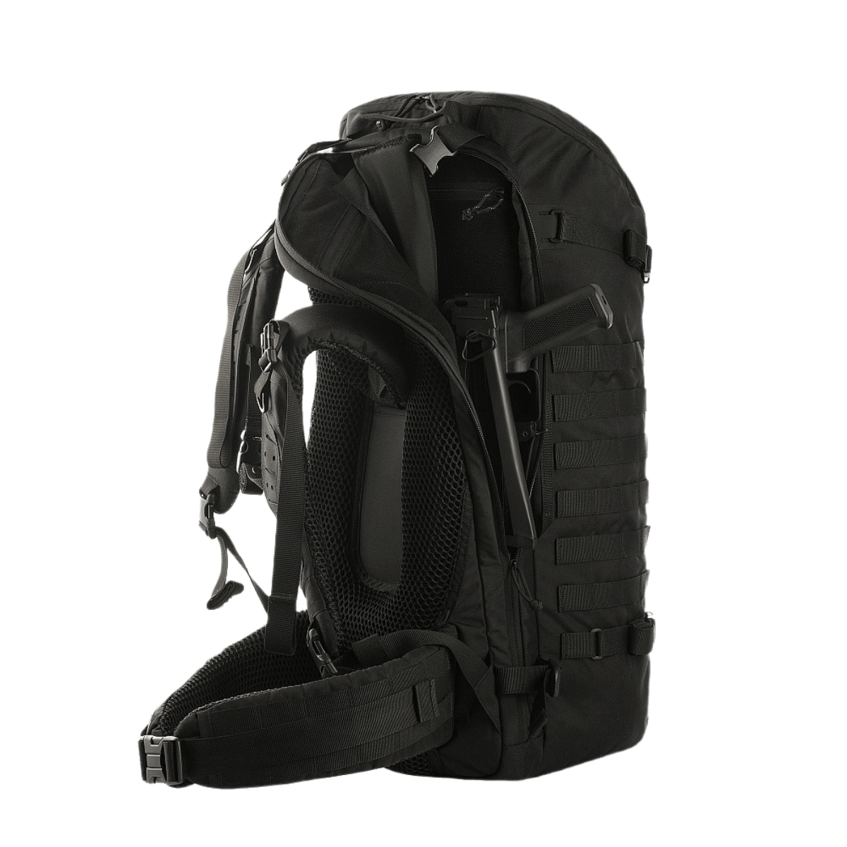 M-Tac Rygsæk Gen.II Elite Large i sort med ergonomisk design og holdbart Cordura-materiale, velegnet til udendørs og taktisk brug.