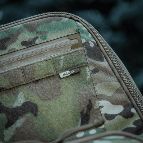 Lähikuva M-Tac Gun Backpack Case 125 cm Gen.II Elite:stä camokuvioinnilla ja kestävästä Cordura-materiaalista