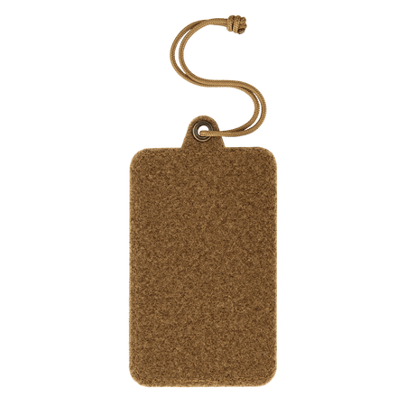 M-Tac Badge Holder – henkilökortti ja patch Velcrolla ja metallisilmä, ruskea, paracord-riipuke, 105 x 65 mm, käytännöllinen arkeen.