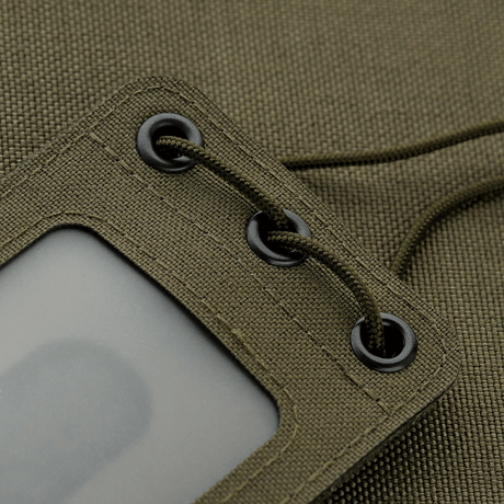 M-Tac taktiinen ID-korttikotelo nauhalla, tukeva Cordura, Velcro-paneeli, sopii sotilas- ja poliisikäyttöön, mitat 116x67 mm, ikkuna 75x45 mm.