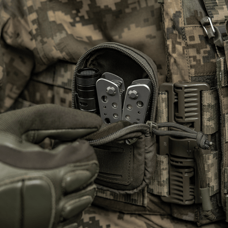 M-Tac PC Utility Pouch Elite monipuolinen Cordura-tasku MOLLE-liitännällä pienten tavaroiden säilytykseen. Sopii taktiseen käyttöön, Velcro-paneeli