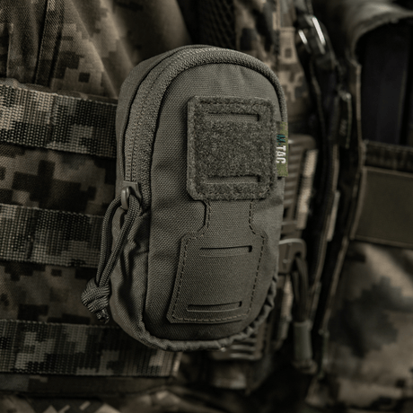 M-Tac PC Utility Pouch Elite MOLLE-järjestelmällä, sopii taktiseen käyttöön ja pienten tavaroiden säilytykseen, harmaa tasku Velcro-paneelilla
