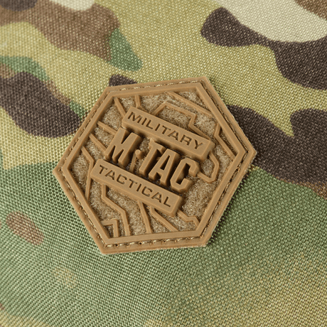 M-Tac Sphaera Hex Hardsling Taske Gen.II Elite sotilaallisella patch-kuvioinnilla tyylikkääseen kantoon.