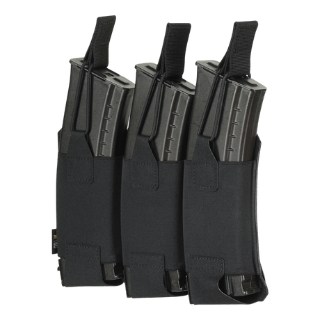 M-Tac Elastinen Triple Magazine Pouch Elite kolmelle AK/AR-lippaalle, Cordura 500D, MOLLE Laser Cut -kiinnitys, kompakti muotoilu.