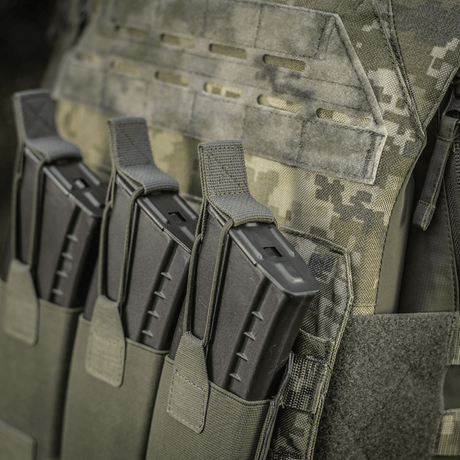 M‑Tac Elastinen Triple Magazine Pouch Elite kolmelle lipalle, Cordura 500D-materiaali, MOLLE-yhteensopiva, nopea pääsy