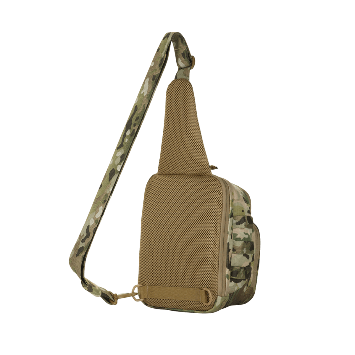 M-Tac Cross Bag Elite Hex i camouflage design, set fra siden, med justerbar skulderrem, fremstillet af Cordura 500, ideel til daglig brug.