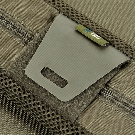Lähikuva M‑Tac olkahihnan pehmikkeestä 50 mm Elite, Cordura ja 3D-mesh mukavuuteen ja ventilointiin.