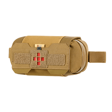 M-Tac Horizontal Medical Pouch Elite, kestävä kenttäensiapupakkaus, Cordura 500D, YKK AquaGuard -vetoketju, etupuoli tarrakiinnityksellä.