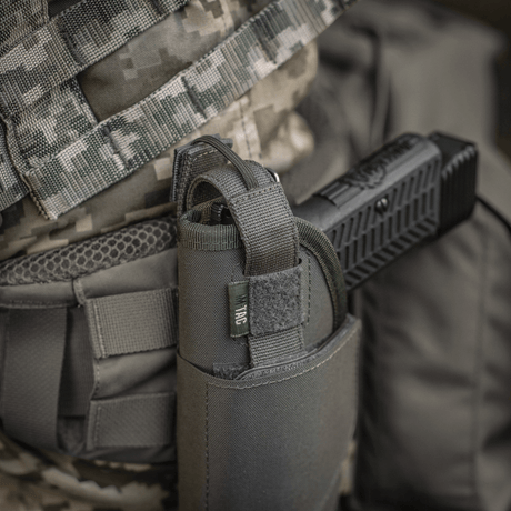 M-Tac Universal taktinen kotelo Elite vasen laminoitu Cordura 500D, NIJ-sertifiointi ja säädettävä koko, galleria-asento 1.