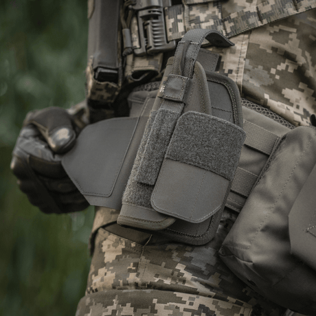 M-Tac Universal taktinen kotelo Elite vasen laminoitu Cordura 500D, säädettävä istuvuus, NIJ-sertifiointi, galleria-asento 1.