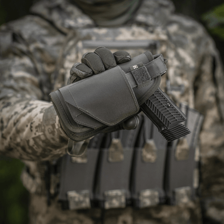 M-Tac Universal taktinen kotelo Elite vasen laminoitu Cordura 500D, säädettävä istuvuus, NIJ-sertifiointi, galleria-asento 1.