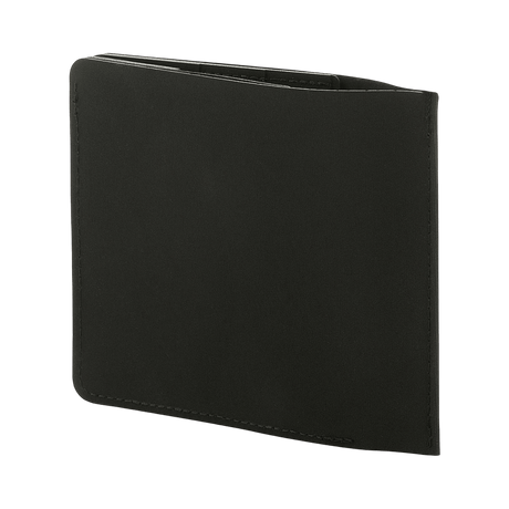M-Tac Slim Elite Gen. II mustana polymeerikomposiitissa, kompakti muotoilu seteleille, korteille ja kolikkotaskulle, brändattu messinkiniitti.