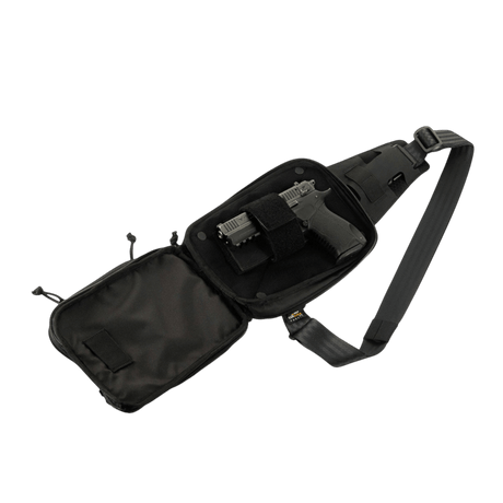 M-Tac Sling Pistoltaske Elite Hex säädettävällä olkahihnalla, valmistettu kestävästä Cordura-materiaalista, sopiva piilotettuun aseenkantoon.