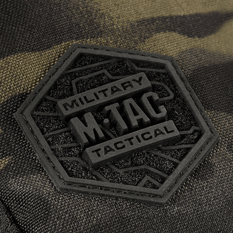 Lähikuva M-Tac Sling Pistoltaske Elite Hex -merkistä vahvassa Cordura-materiaalissa maastokuvio.