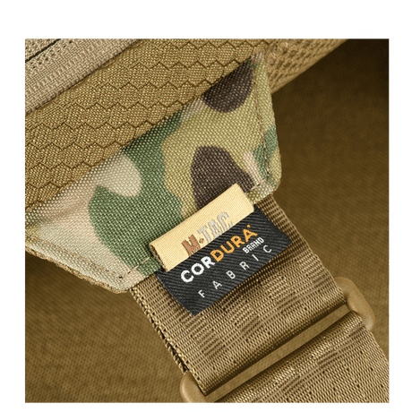 Materiaaliyksityiskohta M-Tac Sling Pistoltaske Elite Hexistä Cordura-kankaalla ja säädettävällä hihnalla.