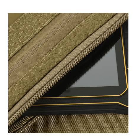 Yksityiskohta M-Tac Admin-laukusta Elite, Cordura 500D, kestävä materiaali ja laadukas vetoketju maailman johtavilta valmistajilta
