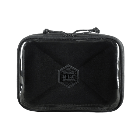 M-Tac Utility Organizer Slim Elite mustassa Cordura 500D:ssä läpinäkyvällä PVC-kalvolla nopeaan tunnistukseen. Sopii EDC-kitille.