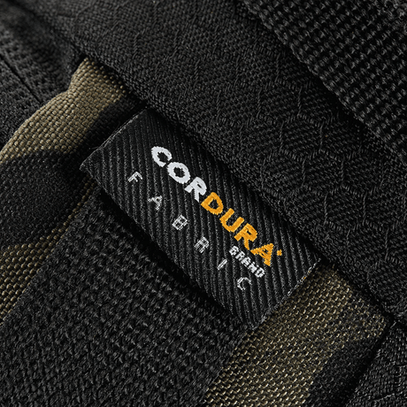 M‑Tac Elite Hex -vyölaukku Cordura-kankaassa, lähikuva yksityiskohdista ja merkinnästä.