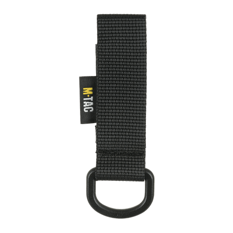 M-Tac D-ring-kiinnike MOLLE-järjestelmään. Musta Velcro-kiinnitys ja D-ring reppuihin ja liiveihin. Taktinen lisävaruste.