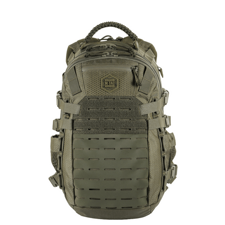 M-Tac Mission Rygsæk Elite Hex Cordura Hex 1000D -materiaalista, MOLLE LASER CUT -järjestelmällä, ergonomisesti suunniteltu kestävyyteen ja tyyliin.