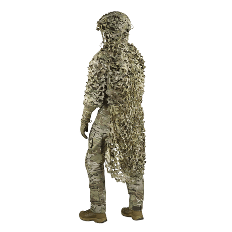 M-Tac Alder Camouflage Suit med camouflagemateriale til ujævnt terræn, designet til snigskytter, vist bagfra i galleri position 1.