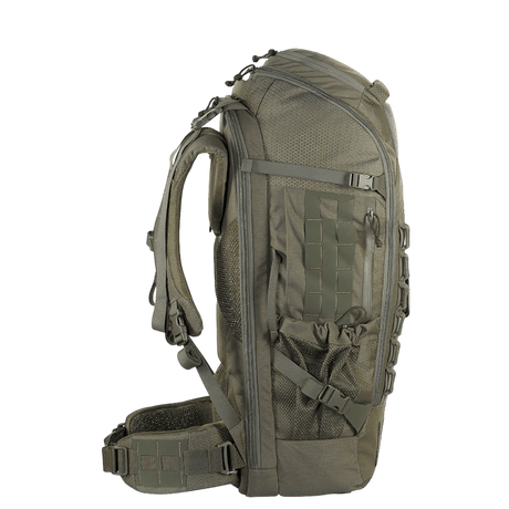 M-Tac reppu Large Elite Hex Gen. IV robustista Cordura-materiaalista, suunniteltu kannettavuuteen ja aseiden suojaamiseen.