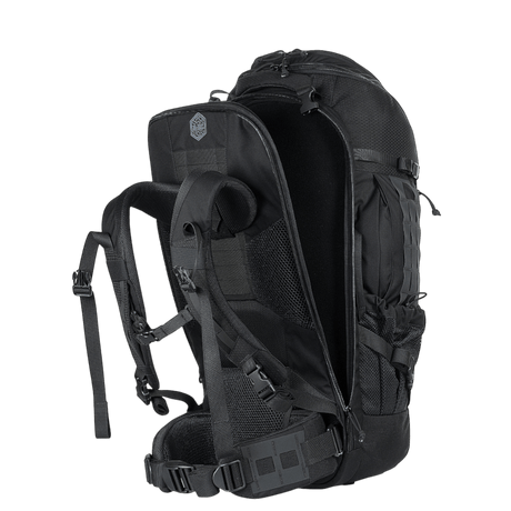 M-Tac Rygsæk Large Elite Hex Gen. IV mustana, valmistettu kestävästä Cordurasta, ergonominen muotoilu kantomukavuutta ja aseiden säilytystä varten.