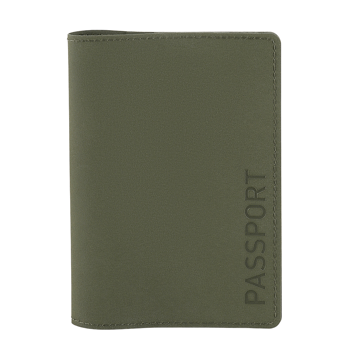 M‑Tac Pascover i grøn polymerkomposit med "Passport" tryk, beskytter pas mod slid. Stilfuldt design med rum til plastkort.
