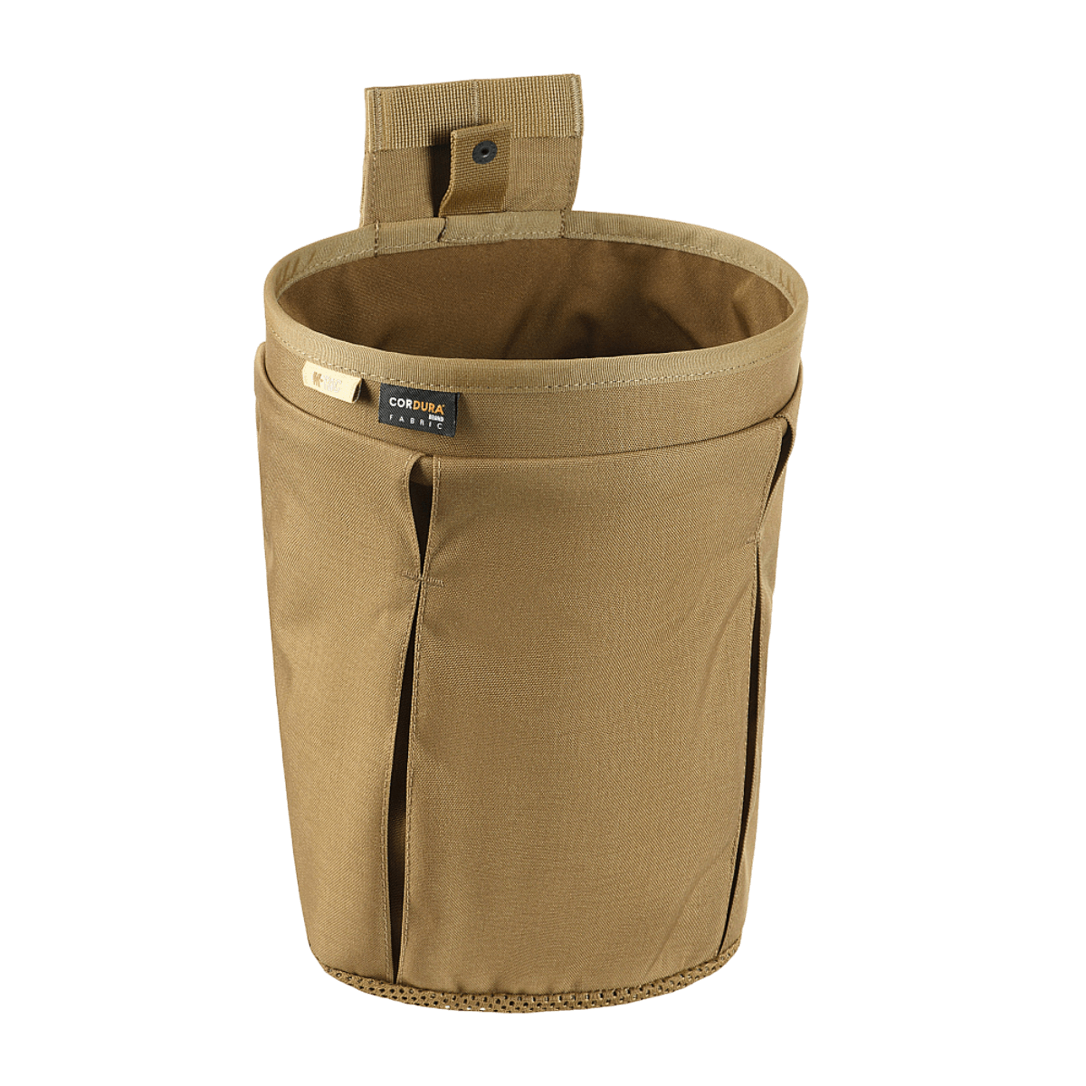 M‑Tac Magasinsæk Dump Pouch Lite Elite i Cordura 500D med quick-pull lukkesystem, drænnet og MOLLE monteringsstropper, i brun farve.