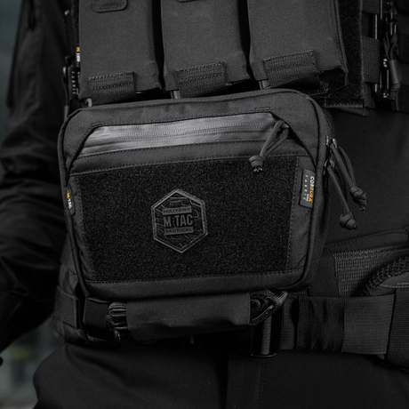 M-Tac Large Elite Gen.II Skuldertaske, robust skuldertaske i Cordura 500D, med YKK lynlåse og M-Tac brandlogo, perfekt til taktisk brug.