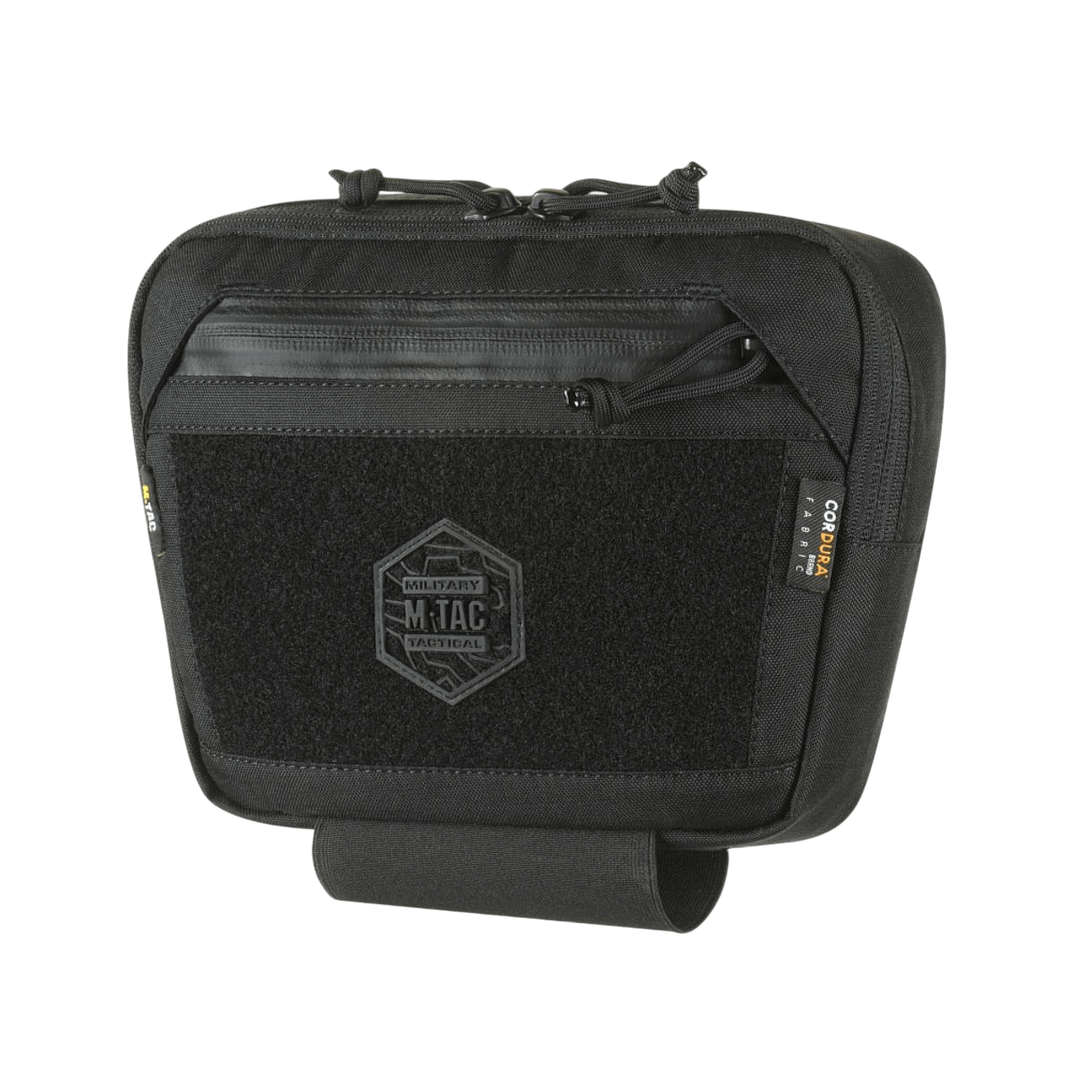 M-Tac Large Elite Gen.II Skuldertaske i sort med Cordura 500D, lynlåse fra YKK, front Velcro-panel og hexagon brandlogo.