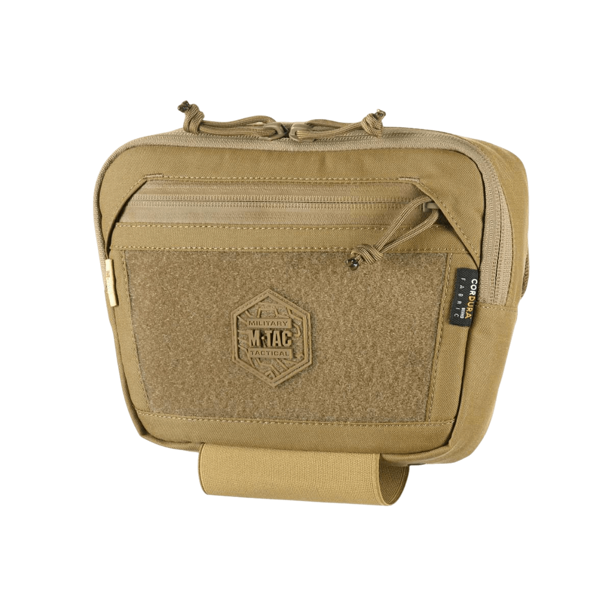 M-Tac Large Elite Gen.II Skuldertaske i Cordura 500D med velcro-panel, tre hovedrum og YKK-lynlåse for taktisk brug og udstyrsorganisation.