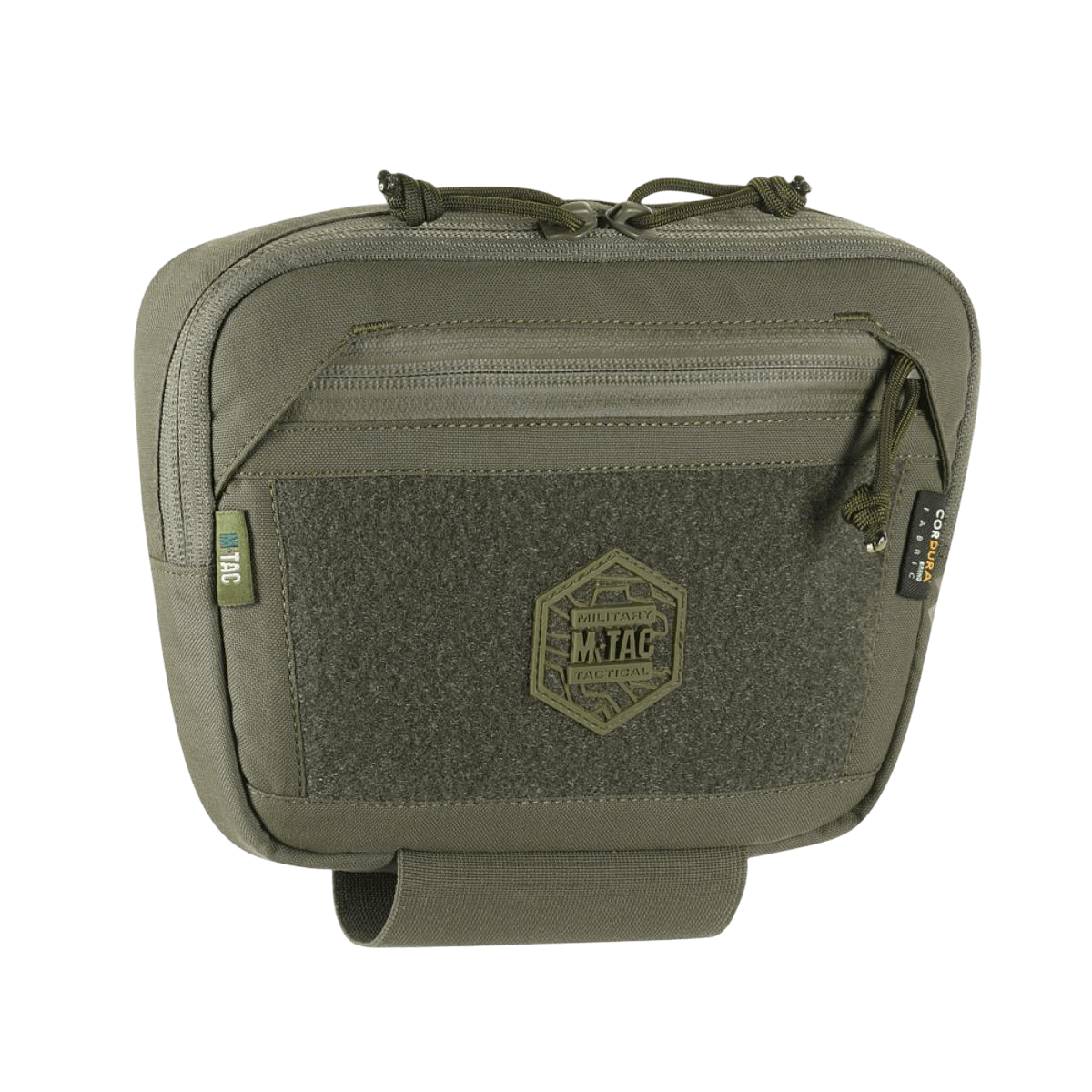 M-Tac Large Elite Gen.II Skuldertaske i Cordura 500D med YKK lynlåse og hexagon logo, ideel til taktisk brug og udstyrsorganisation.