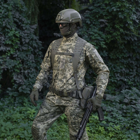 M-Tac olkahihnat taktiseen vyöhön Laser Cut Cordura Squadron -materiaalista, NIJ-sertifiointi, näkyy galleria-asennossa 1, toiminnallisuuteen painottaen.