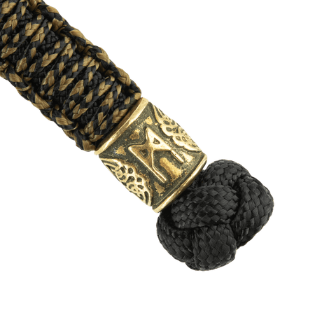 M-Tac Lanyard Scandinavian Mannaz skandinaavisella helmellä ja mustaksi kierretyllä paracordilla veitsille ja varusteille.