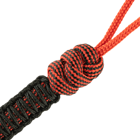 M-Tac Lanyard Scandinavian Mannaz musta-punaisessa paracordissa skandinaavisella helmellä. Käytännöllinen veitsille ja varusteille.