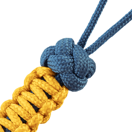 M-Tac Lanyard Scandinavian Small Chinese Knot sininen ja keltainen paracord, dekoratiivinen perle, lisävaruste veitsille ja taskulampuille