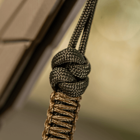 M-Tac Knife Lanyard Ninja punotusta paracordista, tyylikäs lisä veitselle, 550 type III paracord, coppernikkel, 14,5 cm pituus