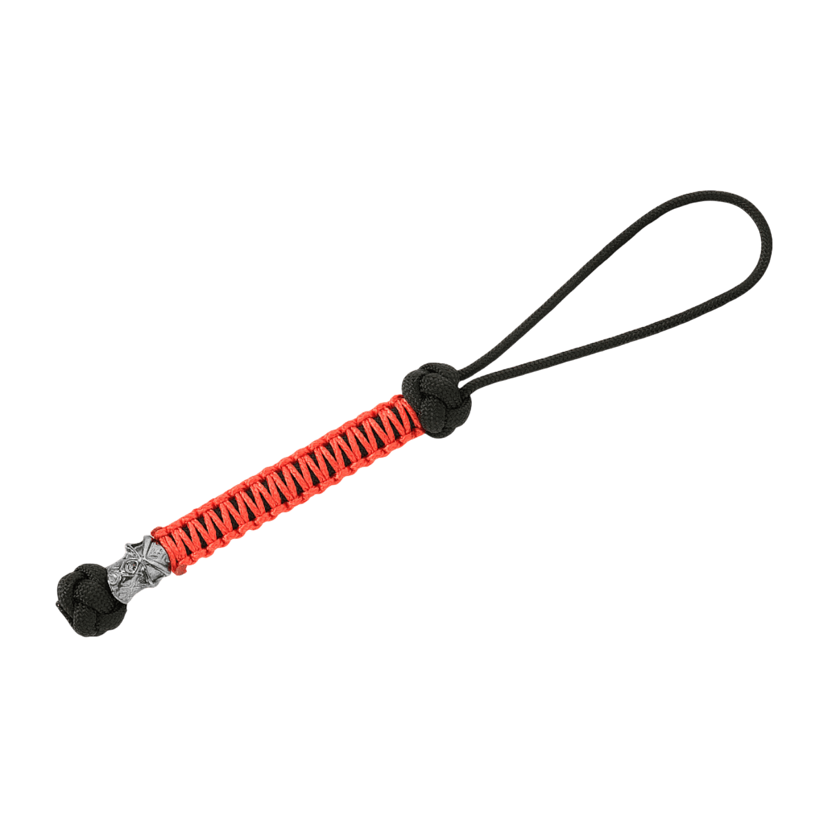 M-Tac Knife Lanyard Ninja i sort og rød paracord med cupronickel perler, 14,5 cm lang, praktisk greb forlængelse.