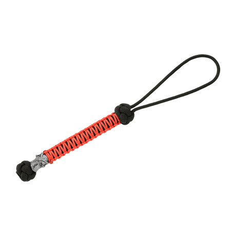 M-Tac Knife Lanyard Ninja musta ja punainen paracord, cupronickel perler, 14,5 cm, käytännöllinen kahvan jatke