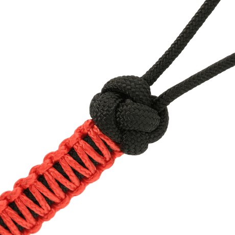 M-Tac Knife Lanyard Ninja musta ja punainen paracord-punos, suunniteltu antamaan veitselle persoonallisuutta ja nopean käytön
