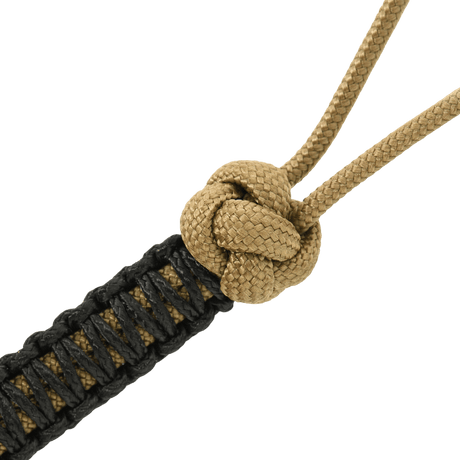 Lähikuva M-Tac Knife Lanyard Ninja paracordista solmulla, tyylikäs ja käytännöllinen lisä veitsille