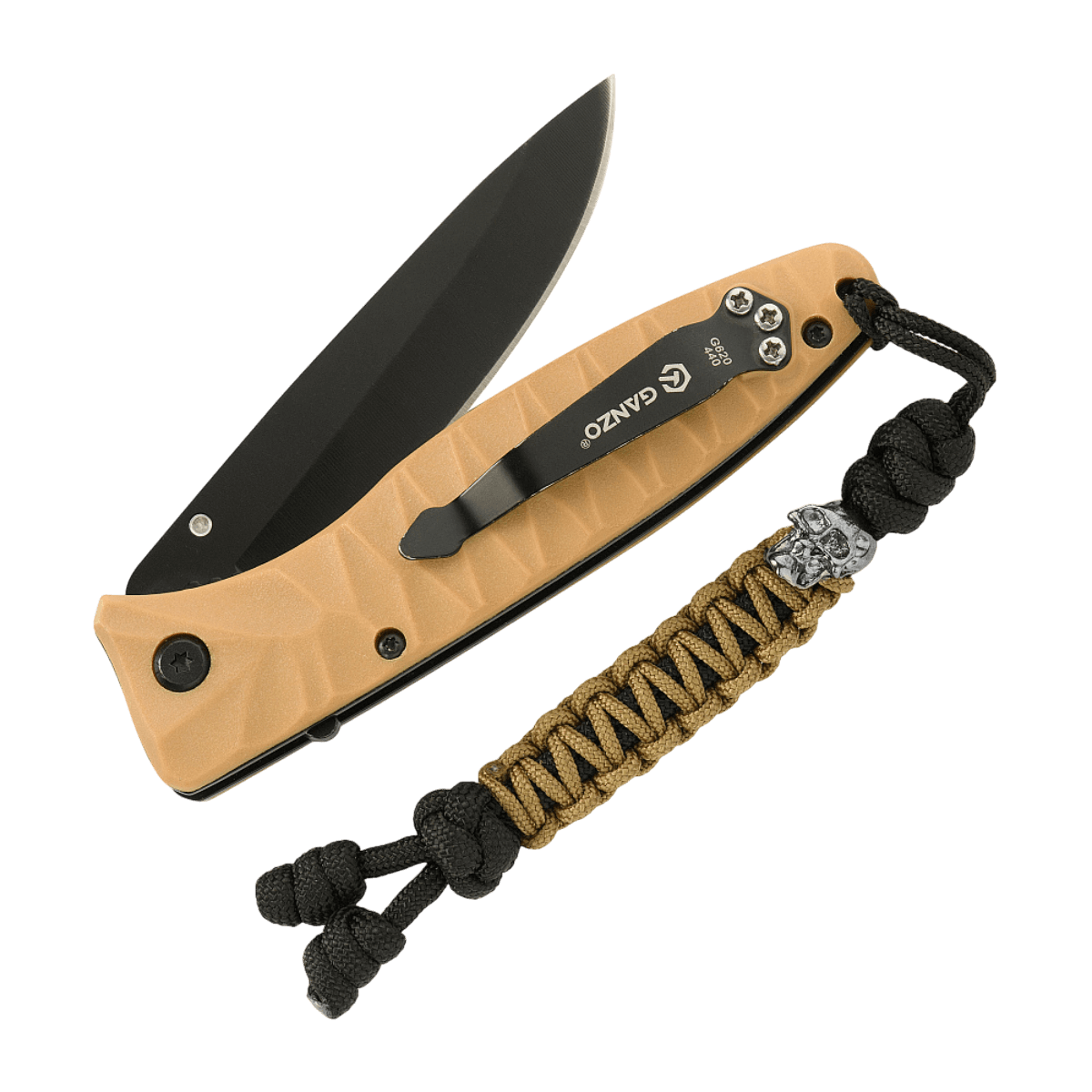 M-Tac Loopy Snake Skull Lanyard i paracord, stilfuldt tilbehør til knive, fleksibel og holdbar forlængelse af håndtag til let adgang.