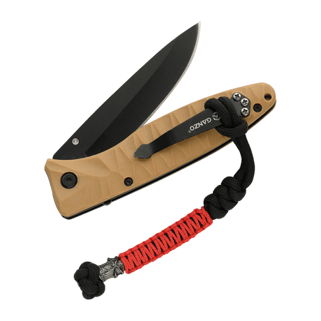 M-Tac Ninja Ver.2 Lanyard punotusta paracordista, koristaa taittuvaa veistä, helpottaa vetämistä ja lisää tyyliä ninjateemalla.