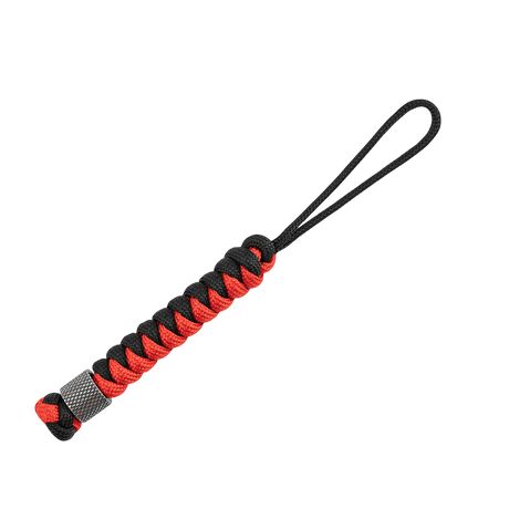 M-Tac Viper Cylindre Lanyard Stainless Steel kierretty paracord ja skandinaavinen helmi, käytännöllinen veitsille, musta‑punainen väritys.