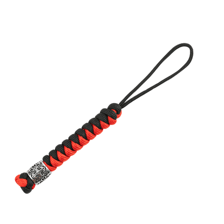 Punainen ja musta M-Tac Viper Lanyard Scandinavian punotulla paracordilla ja Viper-helmellä. Täydellinen veitsille ja pienille työvälineille.