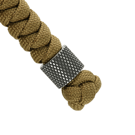 Punottu paracord-lanyard Viper-helmellä ruostumattomasta teräksestä, M-Tac Viper Lanyard Stainless Steel lähikuvassa.